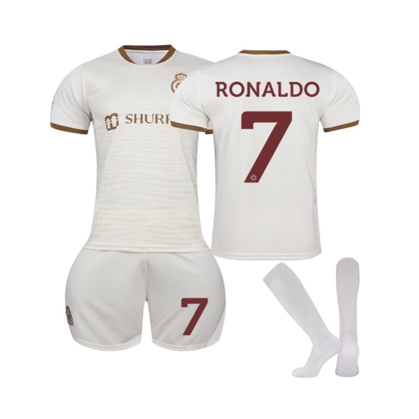 (Al-Nassr Third Shirt 2023/24 Ronaldo #7 Away Fotbollströja Kit för barn Vuxna 16(90-100CM)