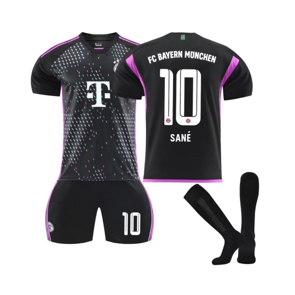 (2023/24 Bayern Borta Sane #10 Fotbollströja Kit för barn Vuxna M(170-175CM)