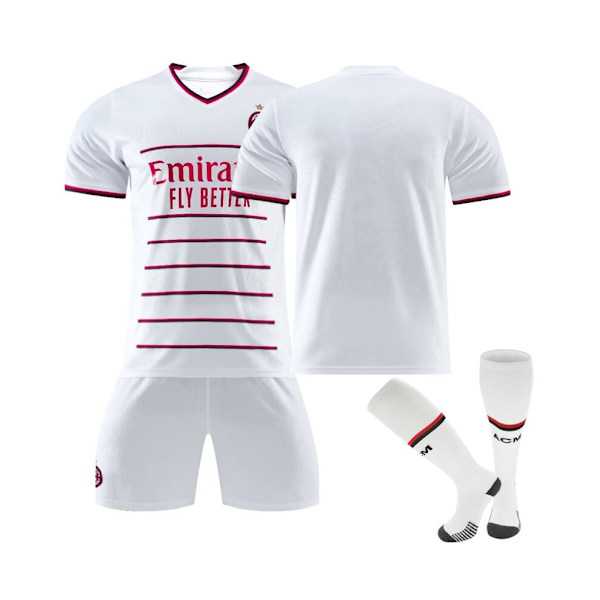 (AC Milan bortatröja 2022/23 lagfotbollströja 3-delade kit för barn, vuxna M(170-175CM)