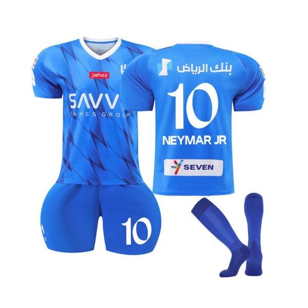 2023/24 Al Hilal SFC hemmatröja Neymar JR. #10 Blå fotbollströja kit Kungsblå (Lackläder) 35