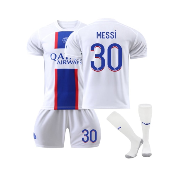Juventus 22/23 bortatröja Messi No.30 Fotbollströja 3-delade kit för barn Vuxna XS(155-165CM)