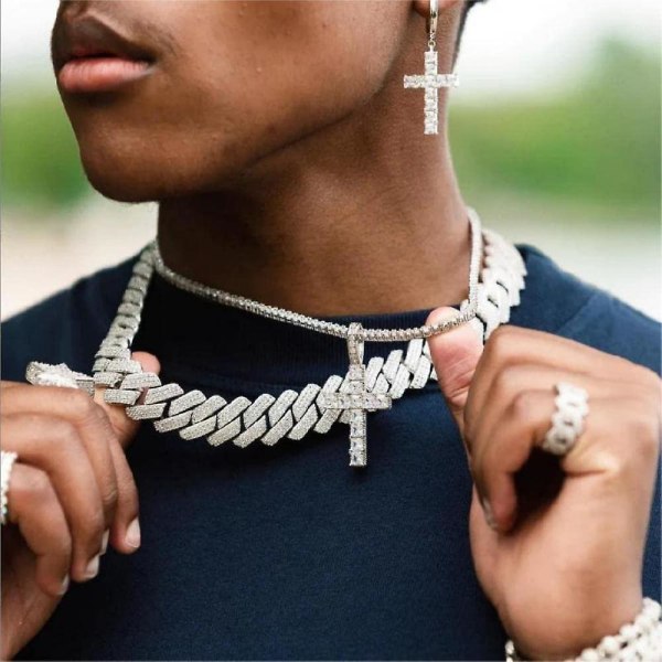 20mm Hip Hop Iced Out Cuban Link Halskæde Sølv Bling Miami Choker Lab Diamant Halskæde Til Mænd