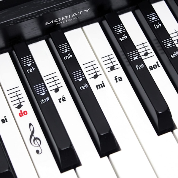 Klaver + Keyboard Note Stickers til 49 | 61 | 76 | 88 Tangenter + Komplet Premium Kit til Sorte + Hvide Tangenter | DO-RÉ-MI-FA-SOL-LA-SI |