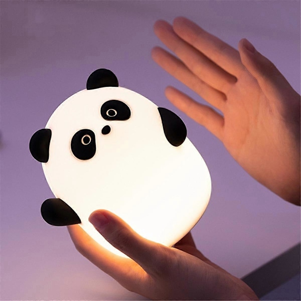 Panda Nattlampa, Söt Squishy Dimbar Touch Djurlampa, 3 Nivåer LED Livsmedelsklassad Silikonlampa för Sovrumsinredning