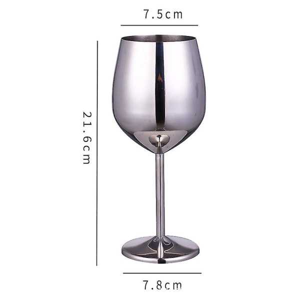 2 stk rustfritt stål vinglass - Uknuselige vinglass for reiser, camping og basseng, 500 ml Silver