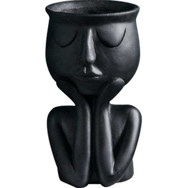 Blomsterpotter Sukkulenter Vase Gresk Statue Blomsterpotter Hjem Hagedekorasjon BLACK