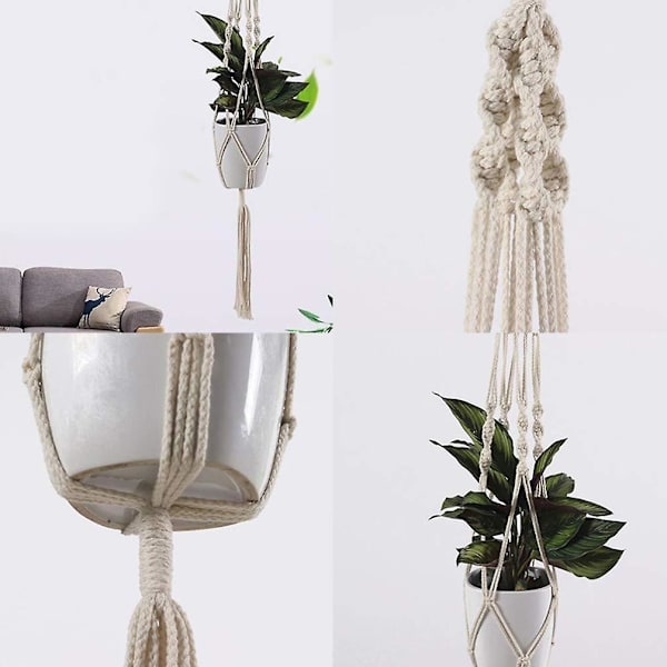 2 st Macrame växt hängare inomhus bomull Macrame växt hängare (100 cm)