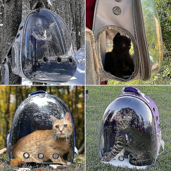 Cat Backpack Outdoor Pet Axelväska Andas Bärbar Rese Transparent Väska Lämplig för små hundar och katter Classic Blue