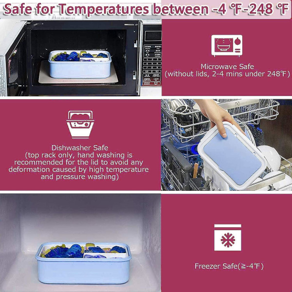 Bento Box, Lunchbox Barn, Lunchbox Barn, Lunchbox med 3 fack och bestick, Läcksäker Lunchbox Snackbox Mikrovågsuppvärmning (blå)