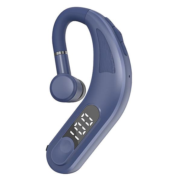 5.2 Enkelt Øre Bluetooth Headset Støjreducerende Mikrofon Håndfri Batteri Display Headset Blå