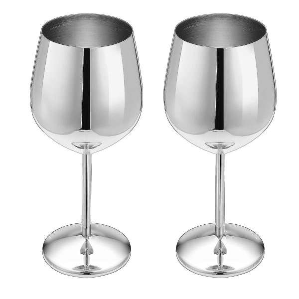 2 stk rustfritt stål rødvin glass metall stilket vinglass knusebestandig hvitt rødvin cocktail glass gobleter Silver