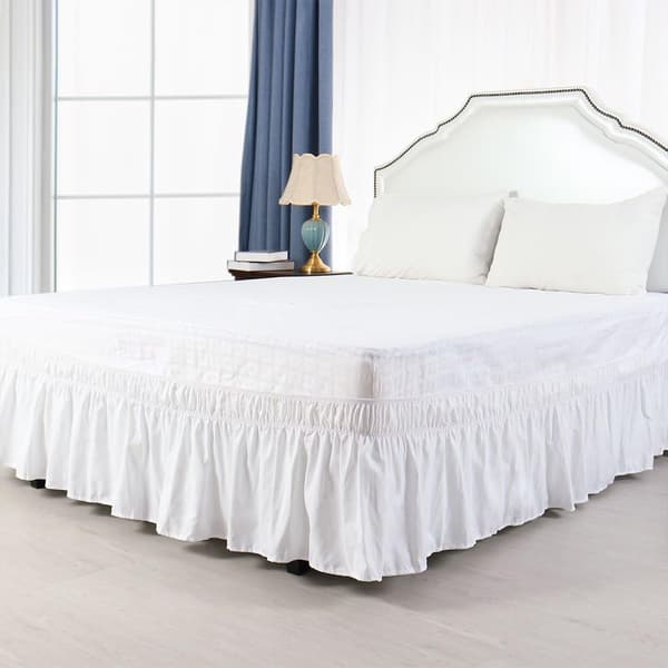 Børstet polyester sengeskørt 200x203cm Sne Hvid