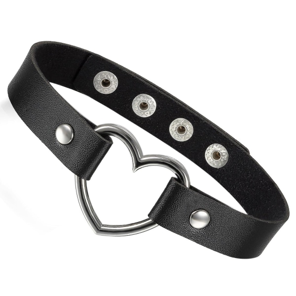 Kvinners Vintage Gotiske Hjerte Skinn Choker Halskjede Punk Krage Halsbånd, 13-15,4 Tommers Kjede B