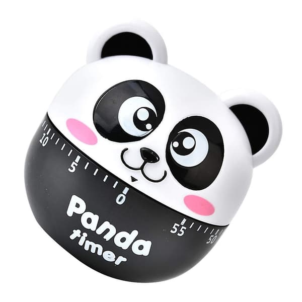 Kjøkken egg timer søt klasserom timer panda formet mekanisk kjøkken baking matlaging timer påminnelse 60 minutter Black