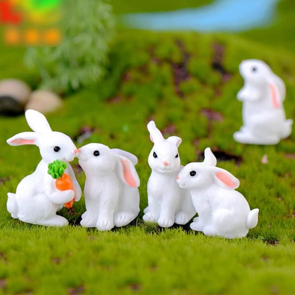 Mini kanin ornament, 8 stykker mini kanin figurer, mini R