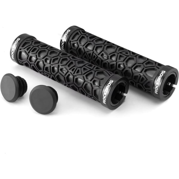 1 par MTB styrehåndtak, acex ergonomisk sykkelgrep 2 endestykker, sklisikkert MTB-grep med dobbel lås 22 mm diameter, svart