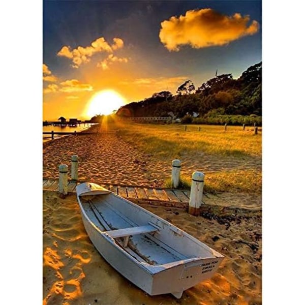 5D DIY Diamond Embroidery Full Kit, Seaside Landscape at Sunset Diamond Painting Bedroom Complete Adult Arts Crafts for Home Wall Decor Gifts 30 x 40