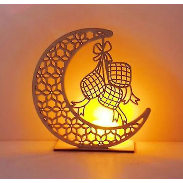 Ramadan Diy Trä Måne Led Ljus COLOR2