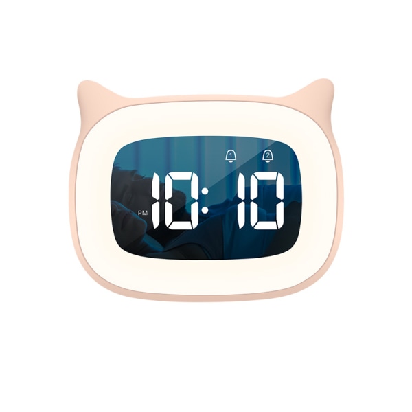 Rosa resealarmklocka, bärbar LCD-digitalklocka med temperatur, 12/24H, snooze-funktion, bakgrundsbelysning och batteridriven för resor, sovrum