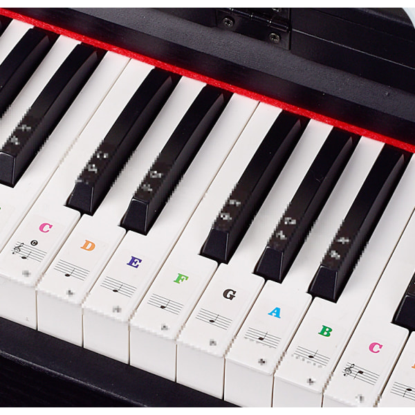 3 stycken färgade pianoklistermärken Elektroniskt piano Handrulle Piano Fonetiskt klistermärke Personalnotation Självlärda klaviaturklistermärken