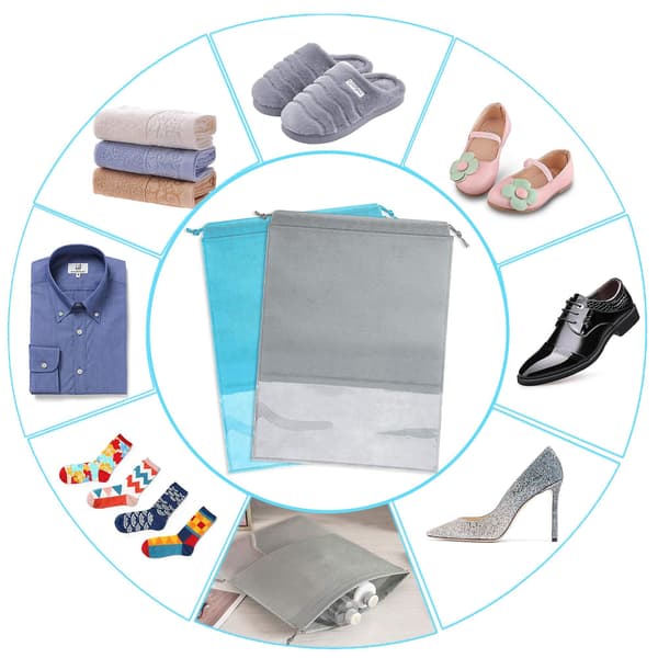 12 st reseväskor för skor i non-woven-tyg Blue