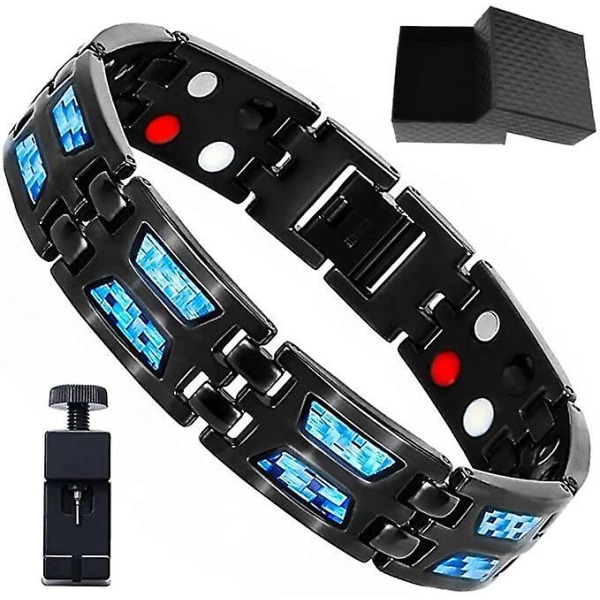 Titanium Power magnetisk armbånd Carbon Blue Therapy Fit Plus Magnetotherapy Kroppsoppstrammende armbånd