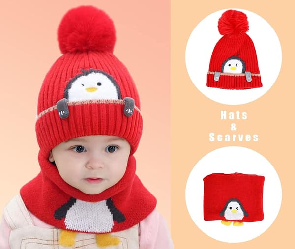 Mössa halsduk set mössa barn vinter baby stickad mössa set