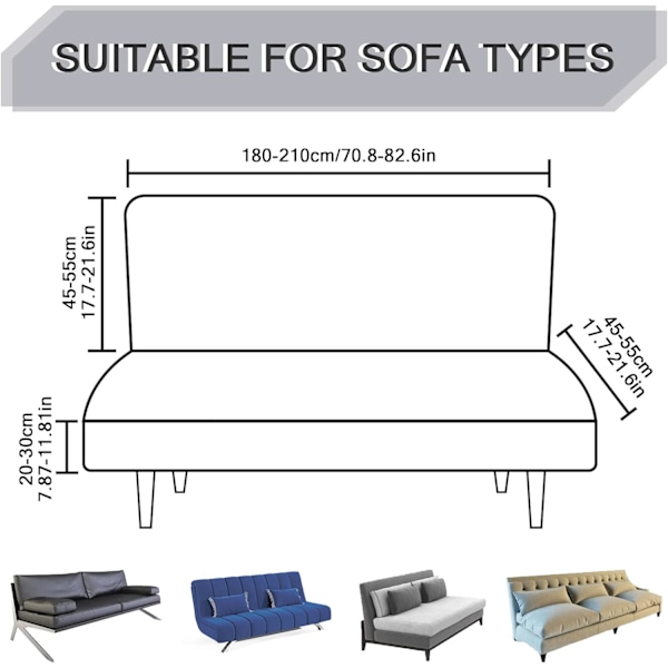 Sofaovertrekk uten armlener 3 seter universell elastisk Clic C