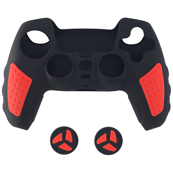Sød hudgrebsdæksel Anti-Slip silikonebeskyttende gummibeskyttelse til PS5-controller, sort og rød