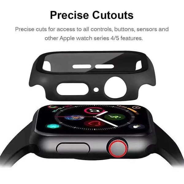 Case i härdat glas för Apple Watch Series 3, Series 2 och Series 1 42 mm skärmskydd, All-around Bumper Protective