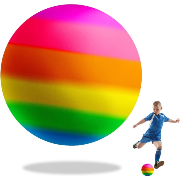 Uppblåsbar boll 9-tums kickboll studsande bollar Regnbågsbollar PVC-bollar Miljövänlig badboll för barn och vuxna Sportspel inomhus utomhus (9 tum)