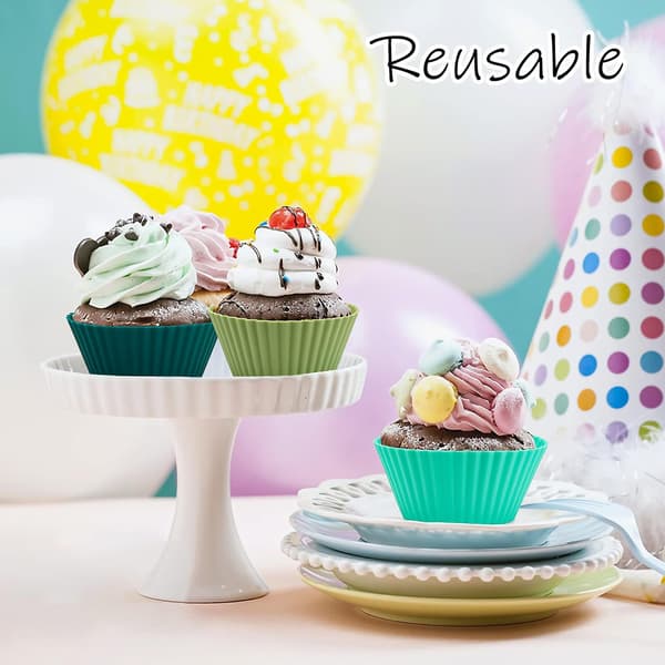 Cupcake-forme, 12 stk. genanvendelige silikonebageforme, non-stick kagemuffinforme, silikone cupcakeforme