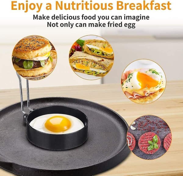 2-pakning eggring, non-stick eggringer, pochert eggringer, egg stekeringer (10,2 cm 2,1 cm)