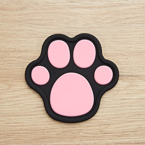 Cat Paw Cup Mat,Silicone Rubber Coaster,3D Cat Paw Cup Mat for Coffee Mug/Tea Cup/Milk Cup/Glass 2pcs-Black