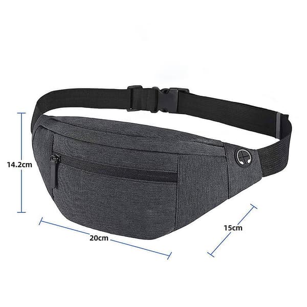 Stor magväska med dragkedjefickor, löparväska med handsfree-plånböcker Light Grey