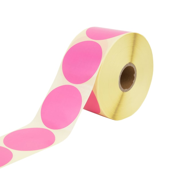 Förpackning med 1000 självhäftande prickar på rulle, 25 X 25 mm limprickar, självhäftande runda klistermärken för kontorsmärkning Pink