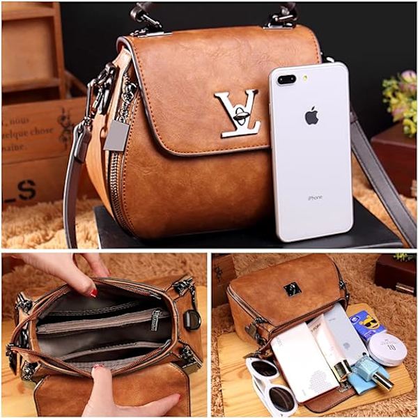 Väskor Läder Crossbody Väskor Axelväskor Dam Handväskor Sadelväskor Brun
