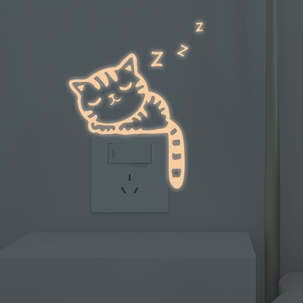 Söt kreativ kattunge katt glöd i mörkret lysande switch väggdekal hem katt rosa