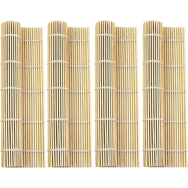 4 kpl 9,5"; X 9,5"; Natural Bamboo Sushi Rolling Mat