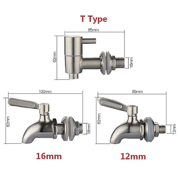 Øl Vinfad Spigot Rustfrit Stål Drikke Dispenser Hane Tap