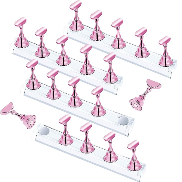 2 set nagelställ för press on naglar display, magnetisk falska naglar hållare för målning naglar övningar, nybörjare akryl nagelkonst kit tillbehör, nagel 4 sets