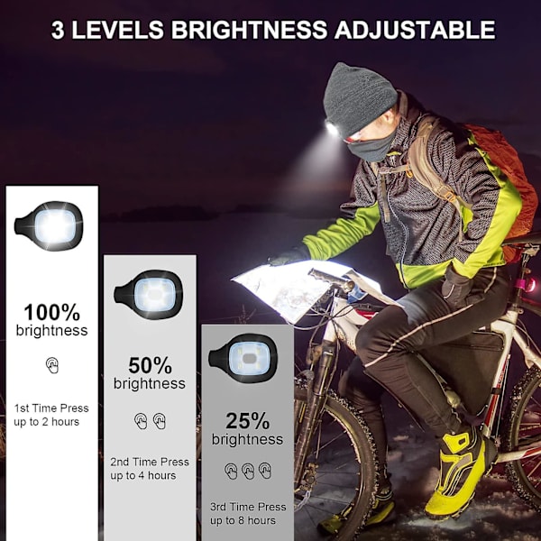 Unisex Led-valolla varustettu pipo, USB-ladattava, handsfree, 4 LED-otsalamppuhattu, lämmin talvinen neulottu hattu LED-taskulampulla patikointiin, pyöräilyyn, leirintään 14