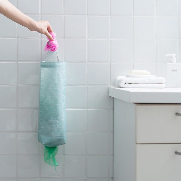 2 stk. Plastikposeholder Vandtæt Væghængt Indkøbspose Organizer Holder Blue