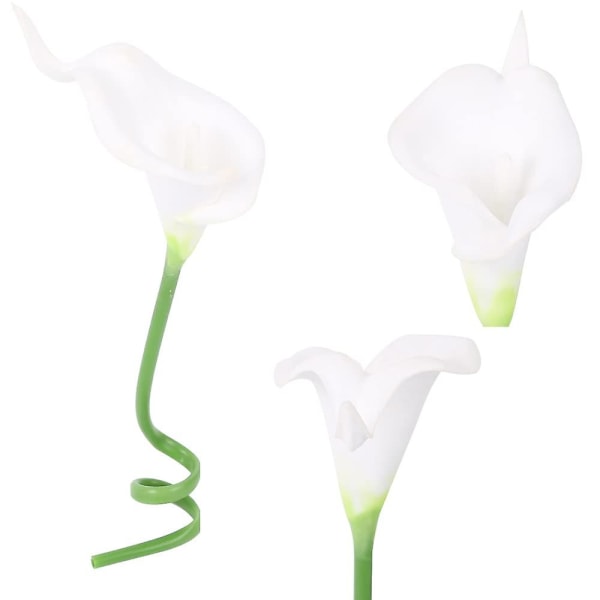 20 stk kunstige blomster falske calla lilje blomst ekte touch bukett for hjem hage kontor fest bryllup dekorasjon White