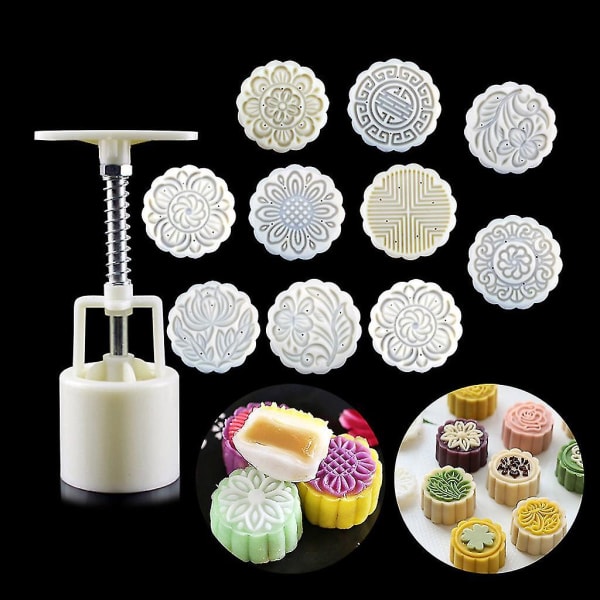 100g Mooncake Mold 10pcs Stamps Barrel Hand Press Moon Cake Pastry Mould Bakware