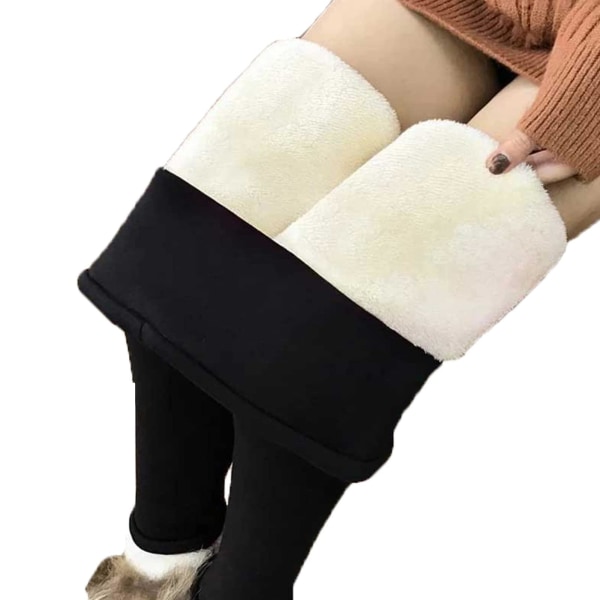 Fleecefodrade leggings för kvinnor print Varm vintertight Tjock sammet Ull Cashmere Byxor Höga byxor L