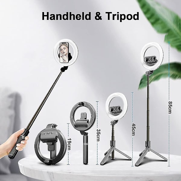Selfie Ring Light med stativ Bluetooth fjernbetjening 6,3\" Ring Light