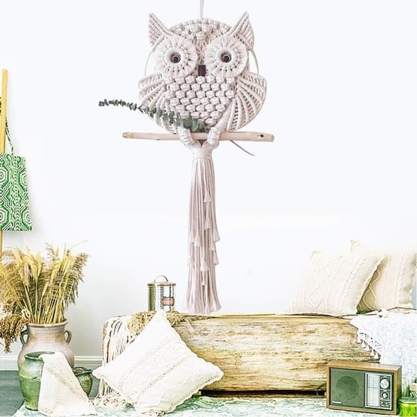 Ugle Macrame Dream Catcher Håndlavet Ugle Gobelin til Dreamcatcher Ugle Mønster Macrame Ugle
