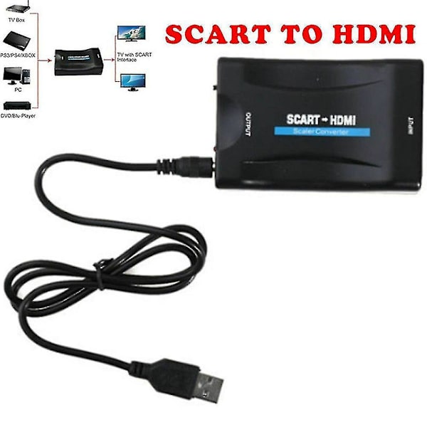 Hdmi till Scart Hdmi Video Scaler Konverter Ljudadapter för Dvd Tv