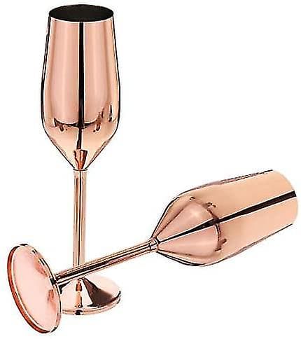 2 stk Beautify Shatterproof Rustfritt Stål Champagne Fløyter Rose Gold